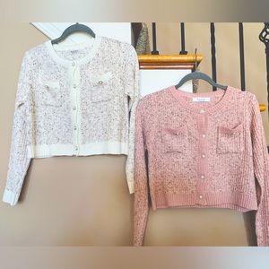 Brand new Pink/cream knitted cardigans with real pockets & gorgeous buttons S/M